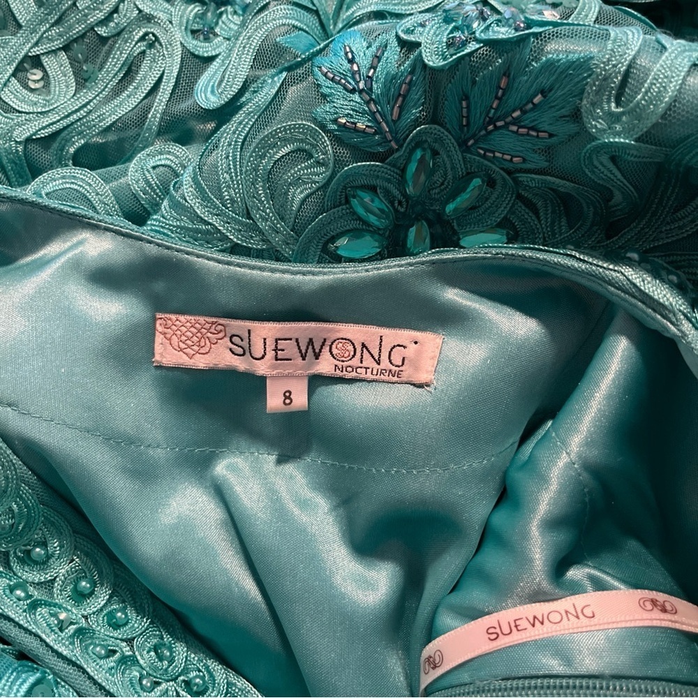 Sue Wong Nocturne Beaded Embroidered Dress Beautiful Seafoam Green Size 8 - Picture 10 of 10